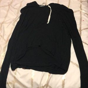 Black hoodie crop top shirt